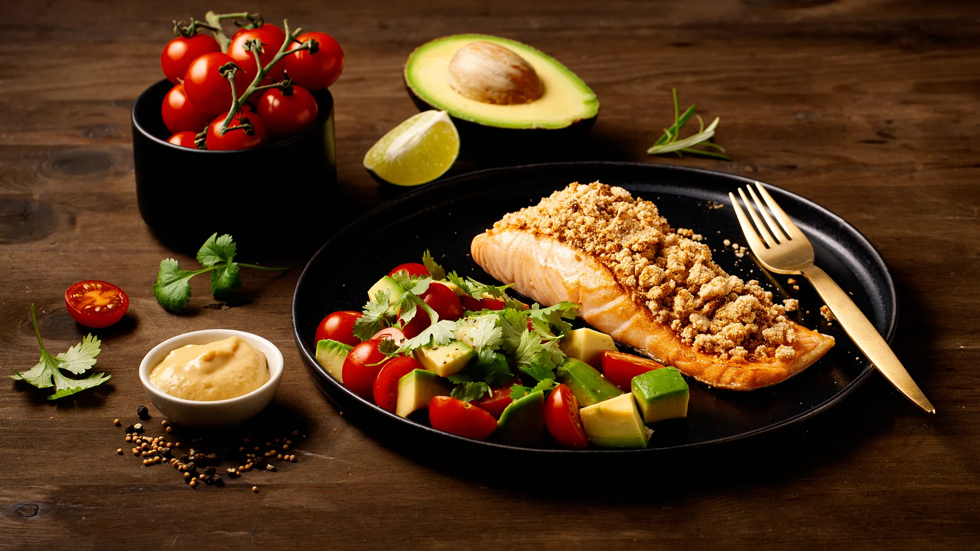 Łosoś pieczony w musztardowym panko - przepis Kamis