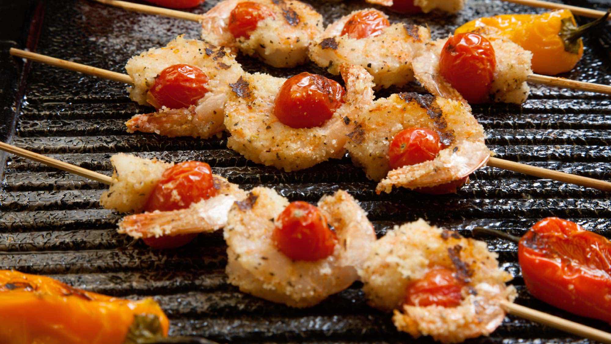 Szaszłyczki z krewetkami - szaszłyki z grilla