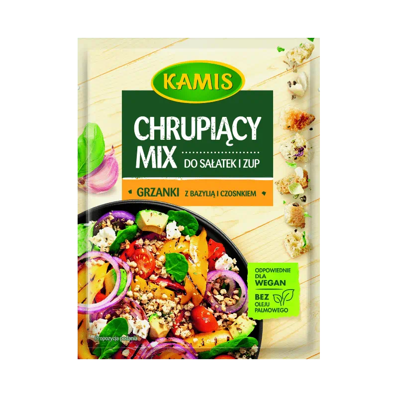 Chrupiący mix do sałatek i zup grzanki z bazylią i czosnkiem