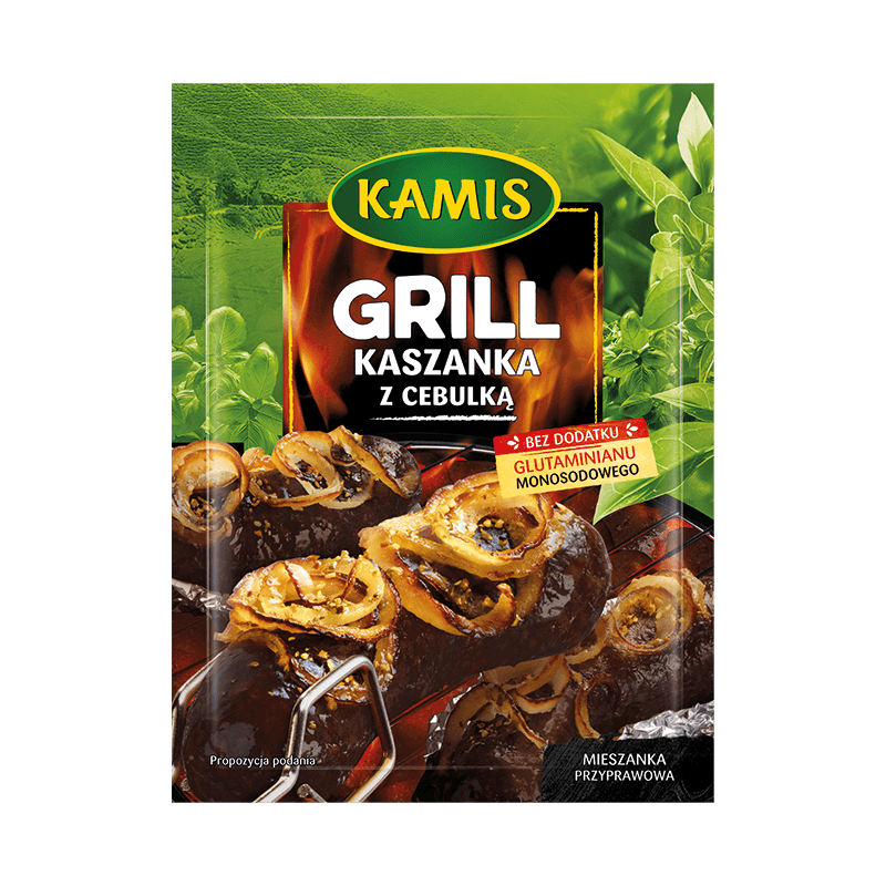 grill kaszanka z cebulka